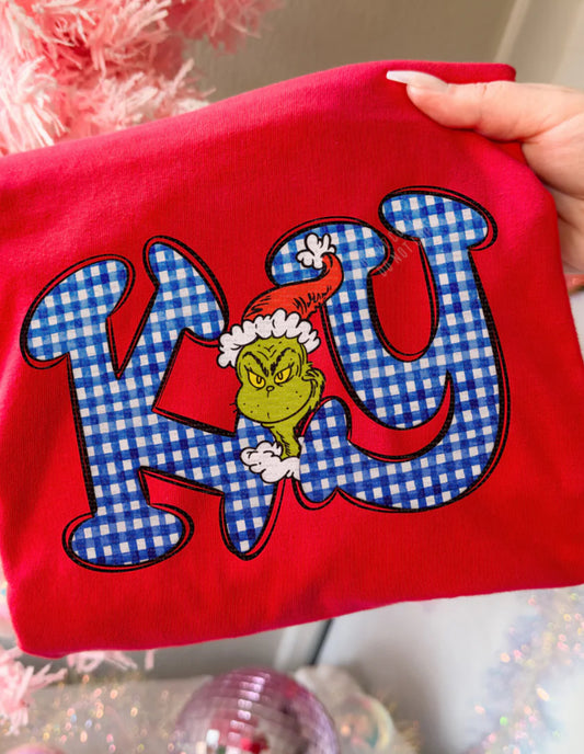 KY Blue Plaid Grinch
