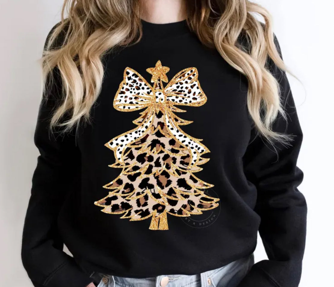 Leopard Christmas Tree with Polka Dot Bow