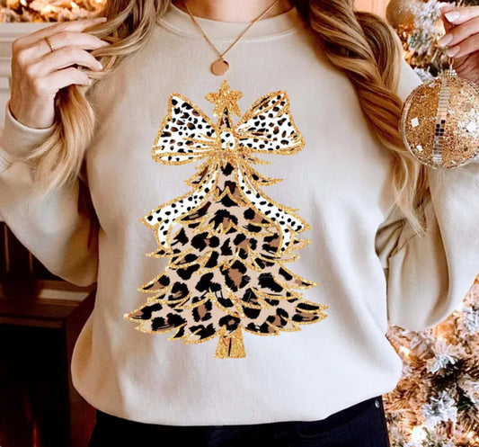 Leopard Christmas Tree with Polka Dot Bow
